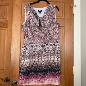 Ladies silky feel pink and black sleeveless dress